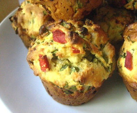 Savory Spinach, Feta & Roasted Red Pepper Muffins